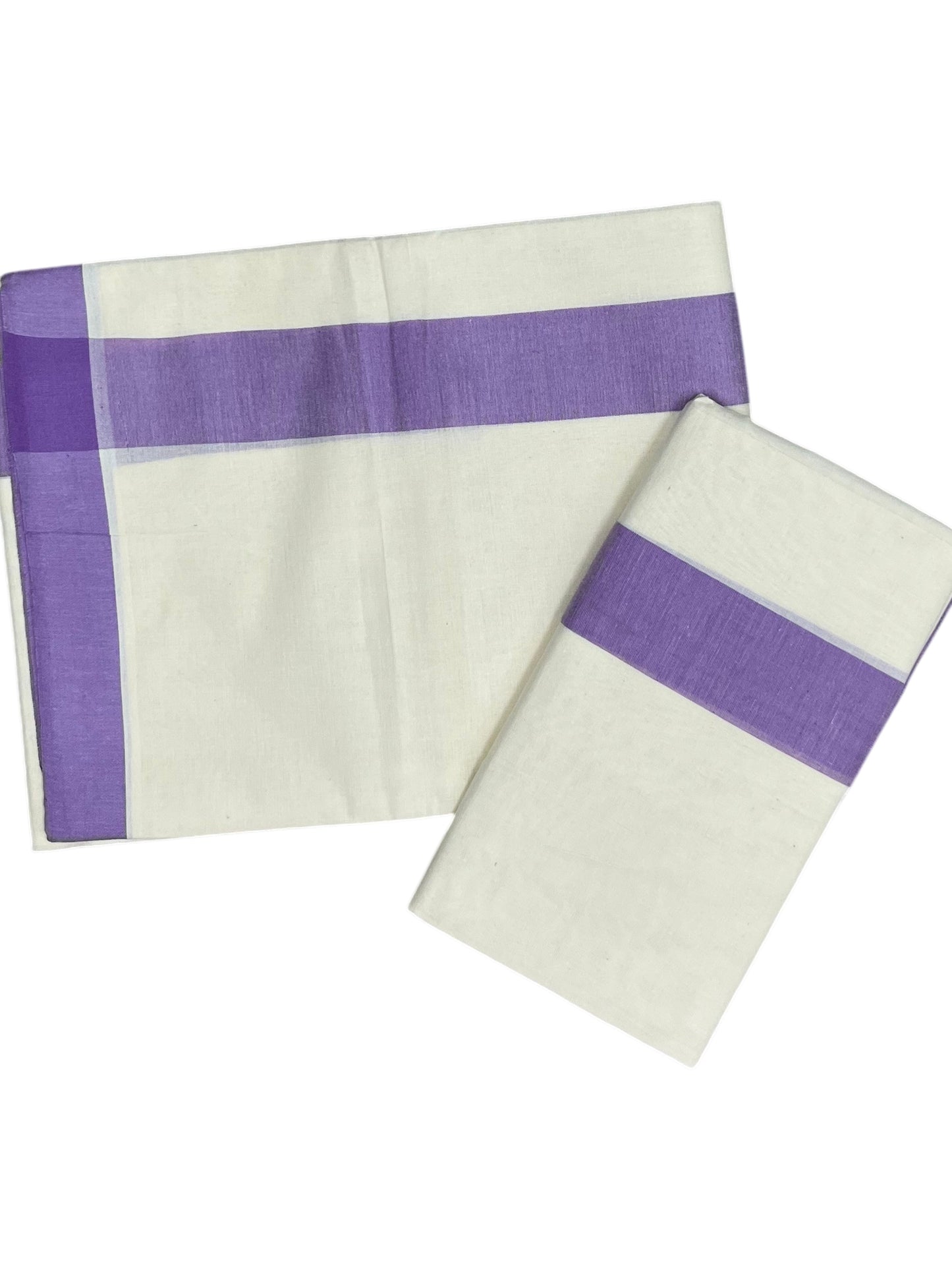 Southloom Kerala Mulloth Cotton Single Mundum Neriyathum with Lavender Border