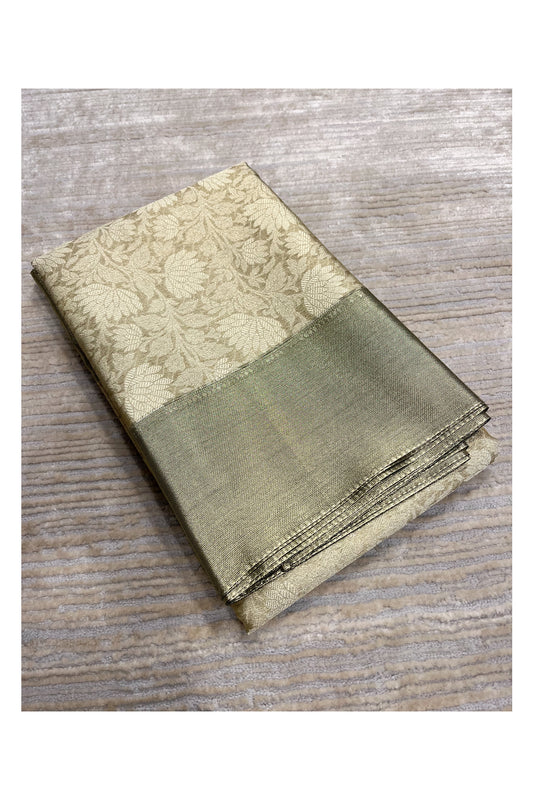 Southloom Tissue Silk Saree with Woven Work on Body and Borders (Golden & Green)