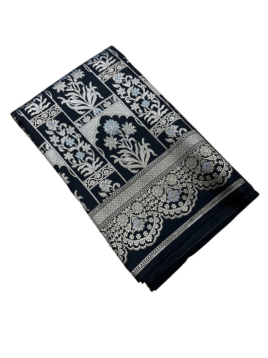 Southloom Pure Banarasi Silk Saree with Woven Work on Body and Borders (Black)
