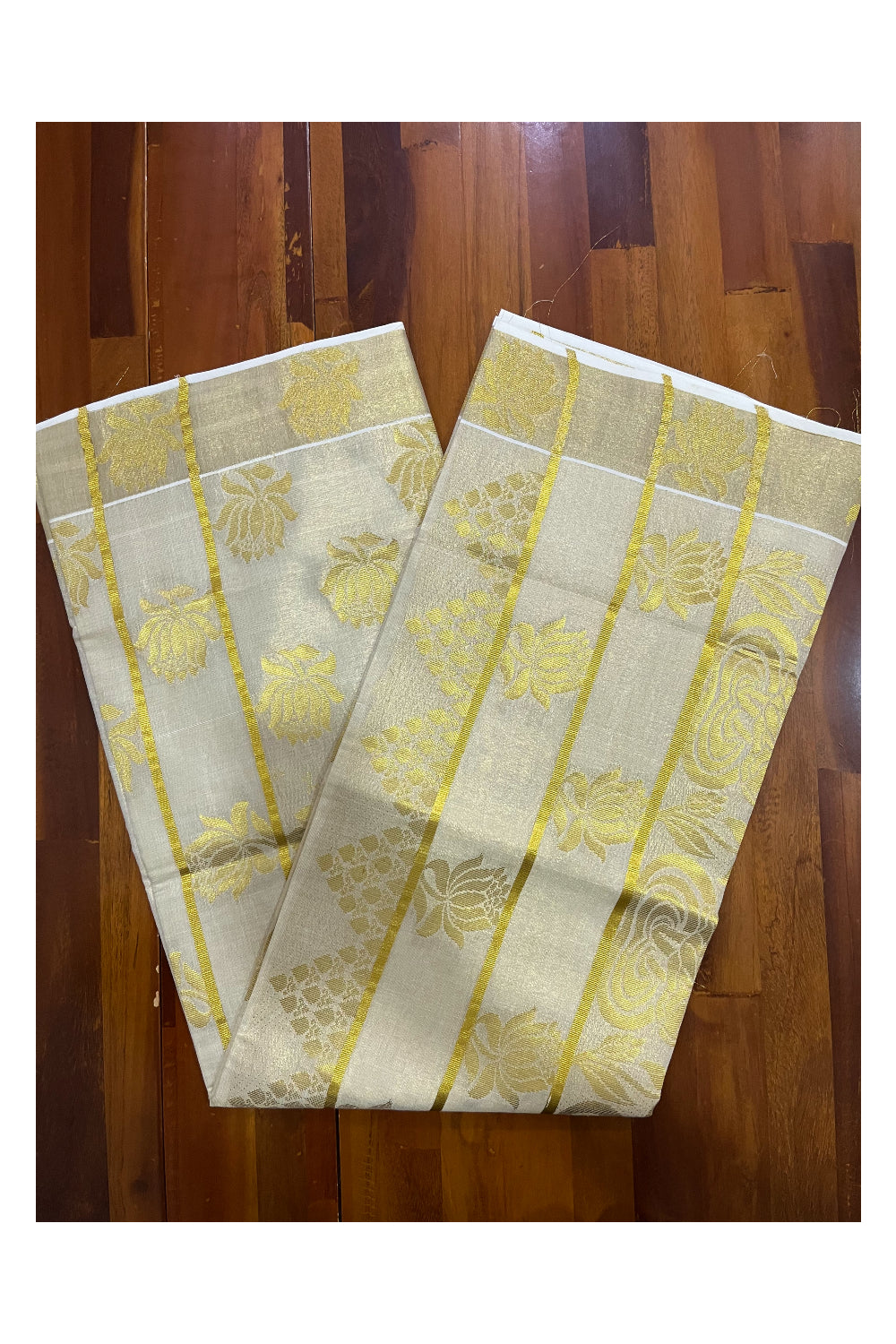 Kerala Tissue Heavy Woven Work Kasavu Saree