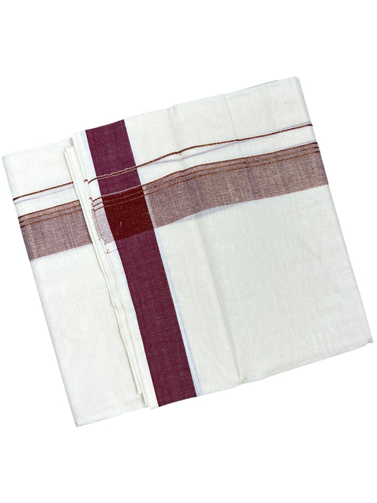 Southloom Kerala Pure Cotton Double Mundu with Maroon Border (South Indian Dhoti)