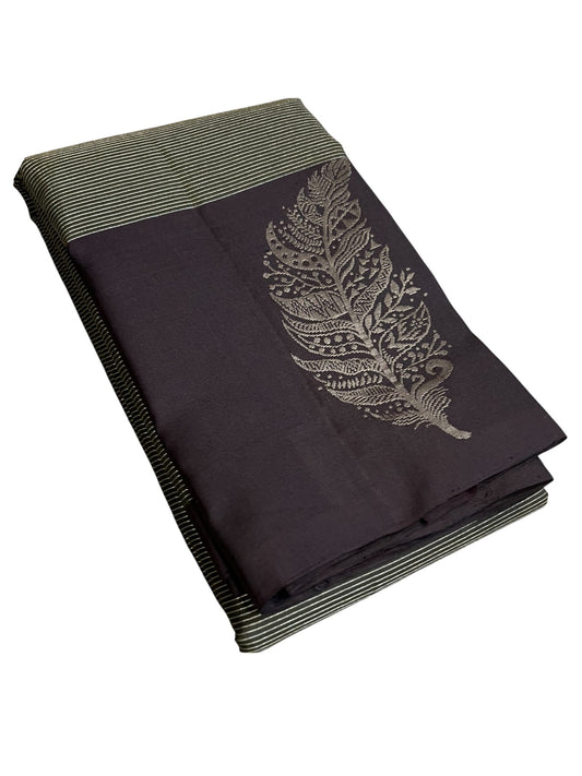 Southloom Pure Handloom Bridal Kanchipuram Silk Saree with Korvai Work (Brown)