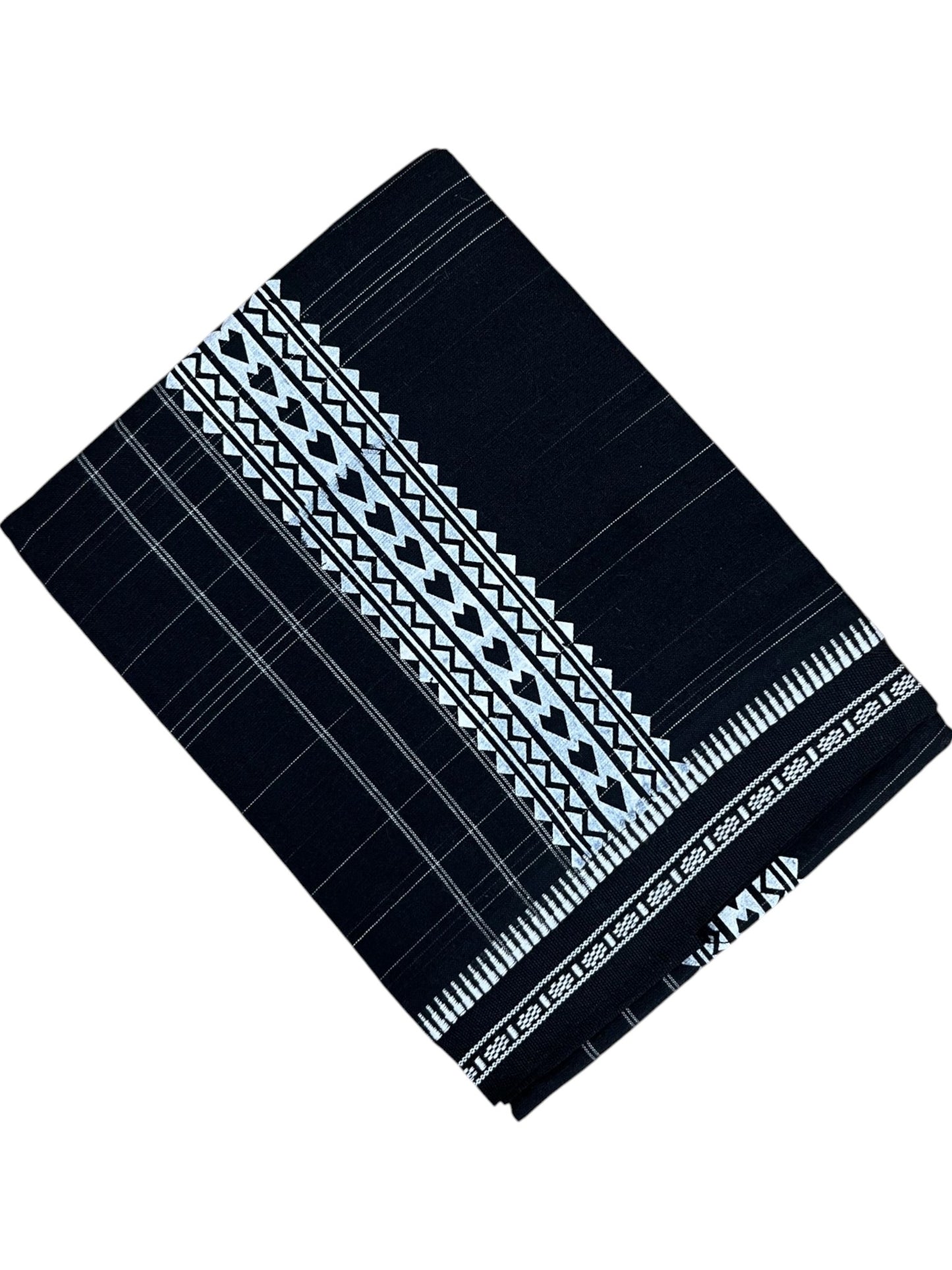 Southloom Black Printed Single Mundu / Otta Mundu / Lungi (South Indian Kerala Dhoti)