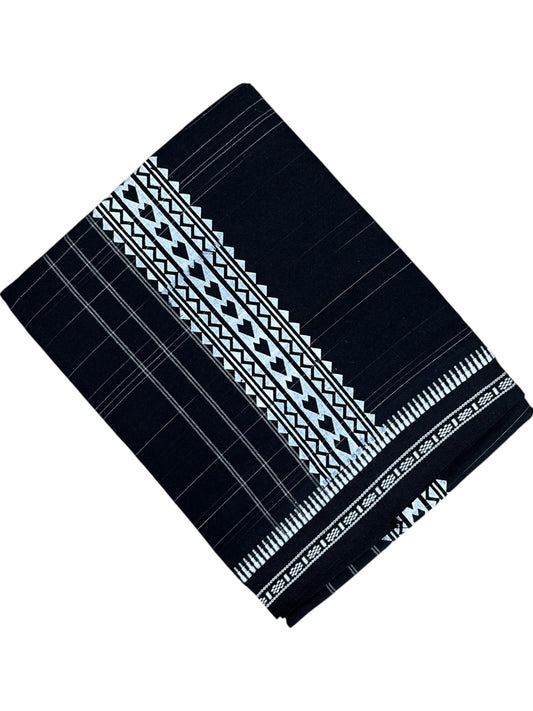 Southloom Black Printed Single Mundu / Otta Mundu / Lungi (South Indian Kerala Dhoti)