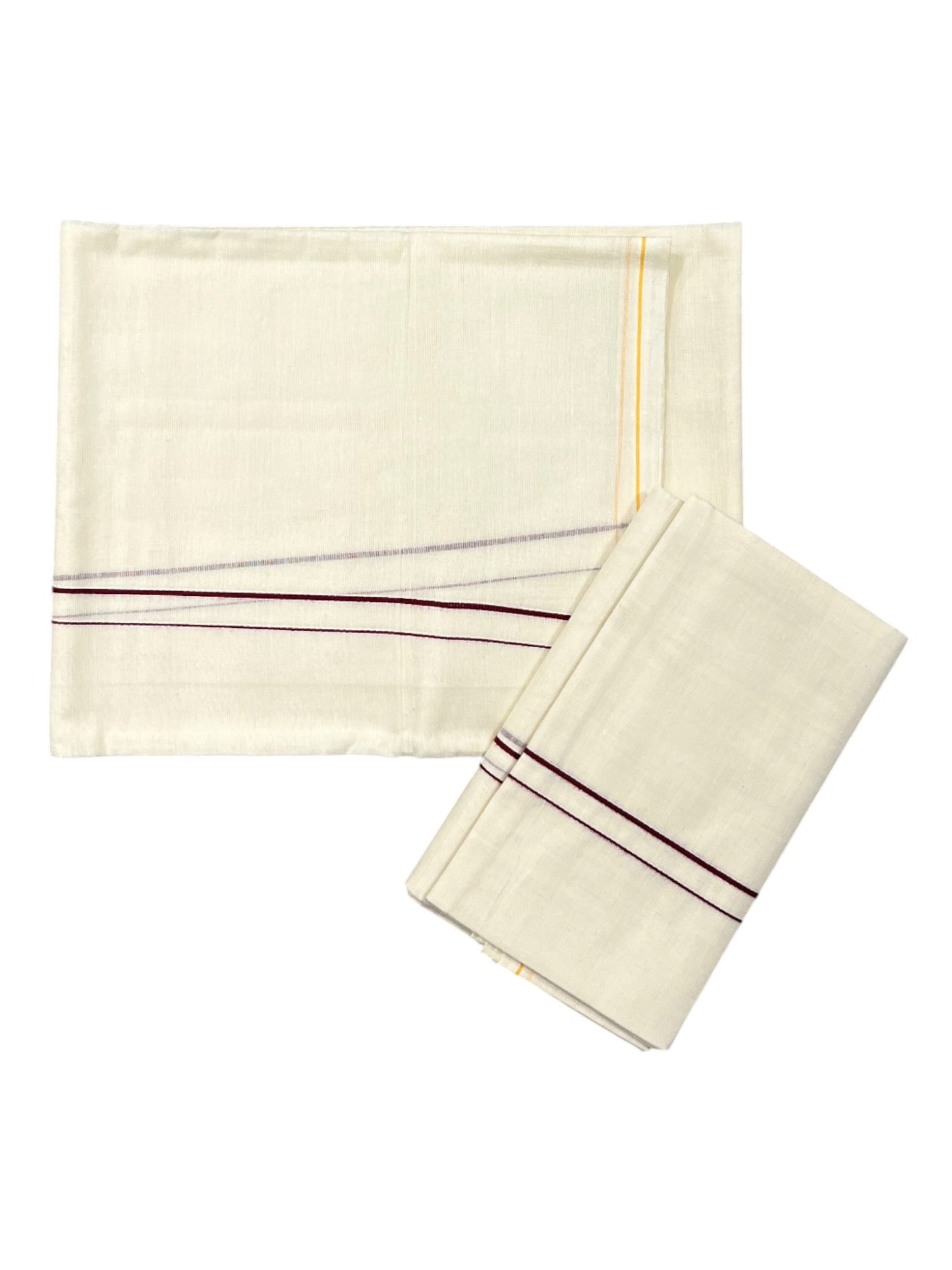 Kerala Cotton Mundum Neriyathum Single (Set Mundu) with Meroon Eerkkil Kara