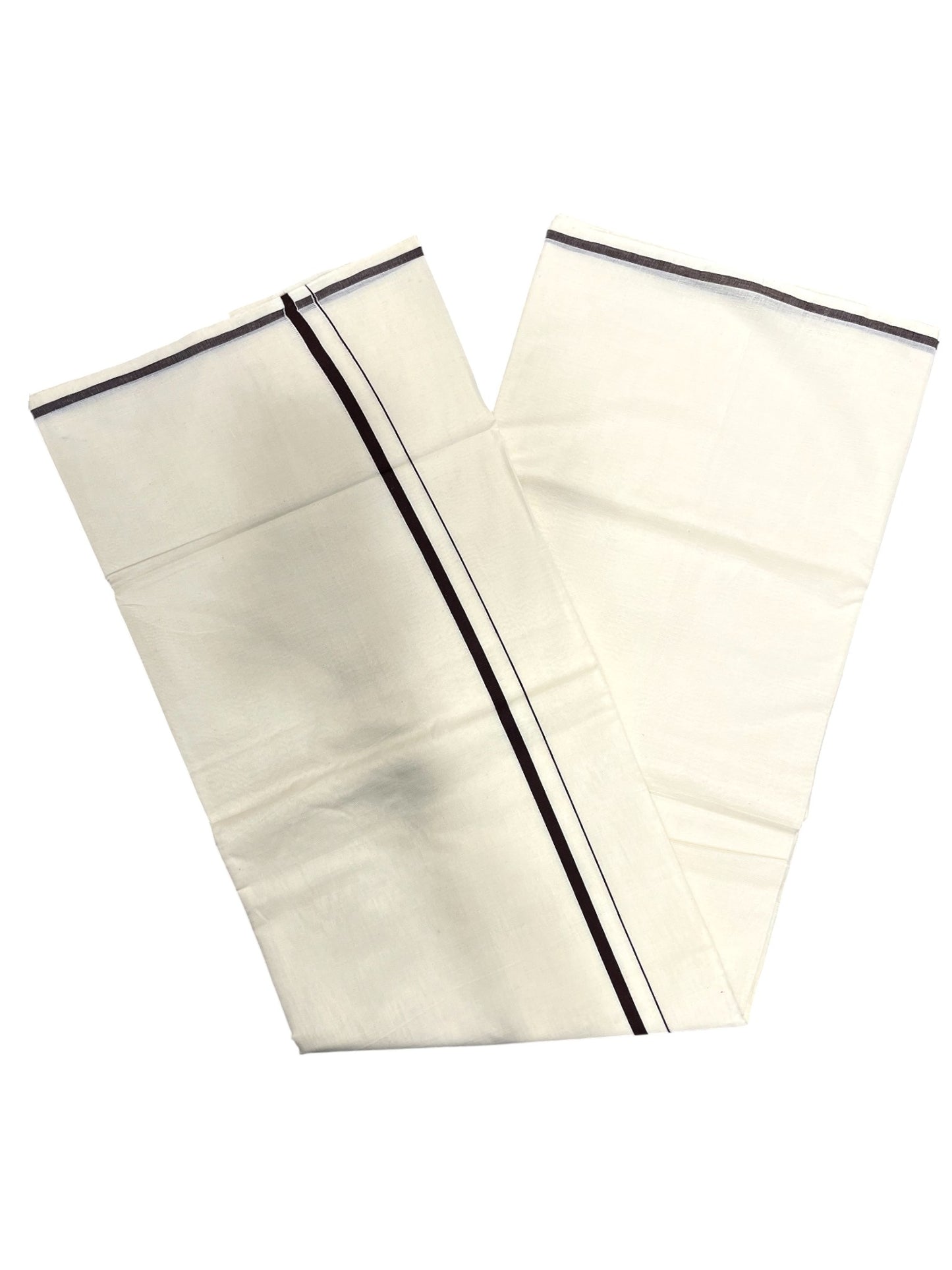 Southloom Kerala Cotton Plain Saree with Black Puliyilakkara Border