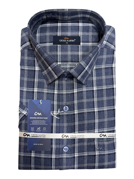 Southloom Pure Cotton Blue Cheack Shirt (XL HS)