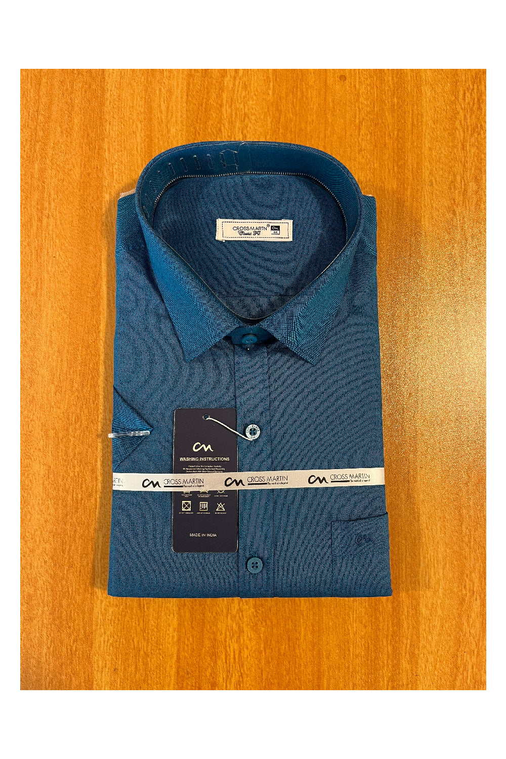 Pure Cotton Blue Solid Shirt (44 HS)