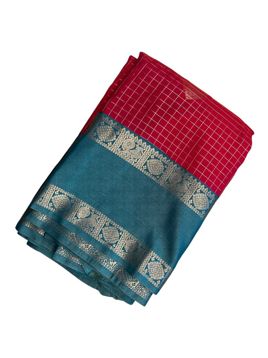 Southloom Banarasi Semi Silk Saree with Woven Work on Body(Red)