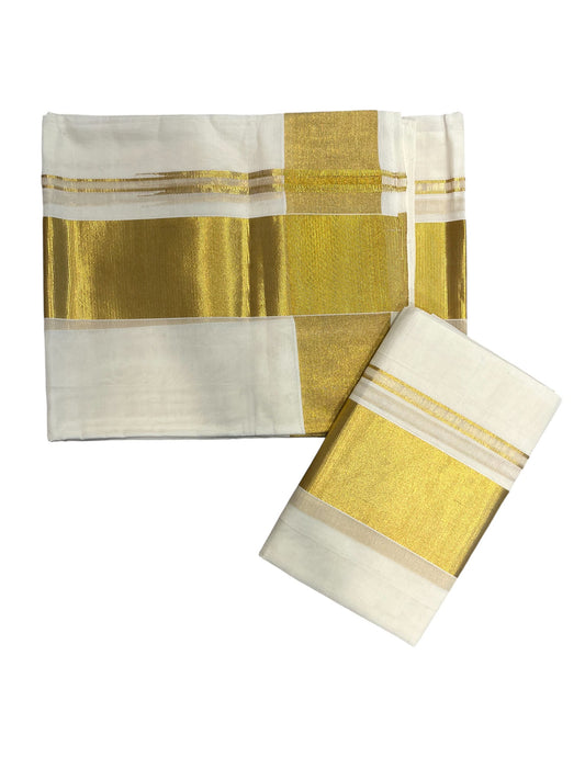 Southloom Premium Handloom Plain Set Mundu (Mundum Neriyathum) 3 Inch Border