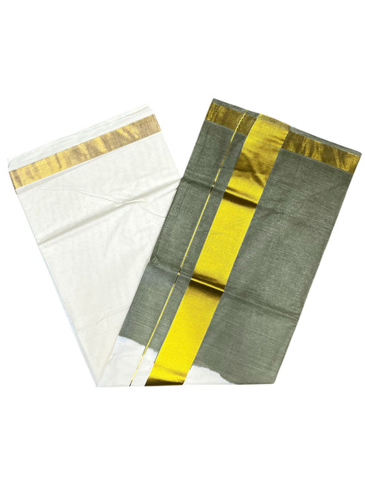 Southloom Tie and Dye Multi Colour Green Kasavu Saree