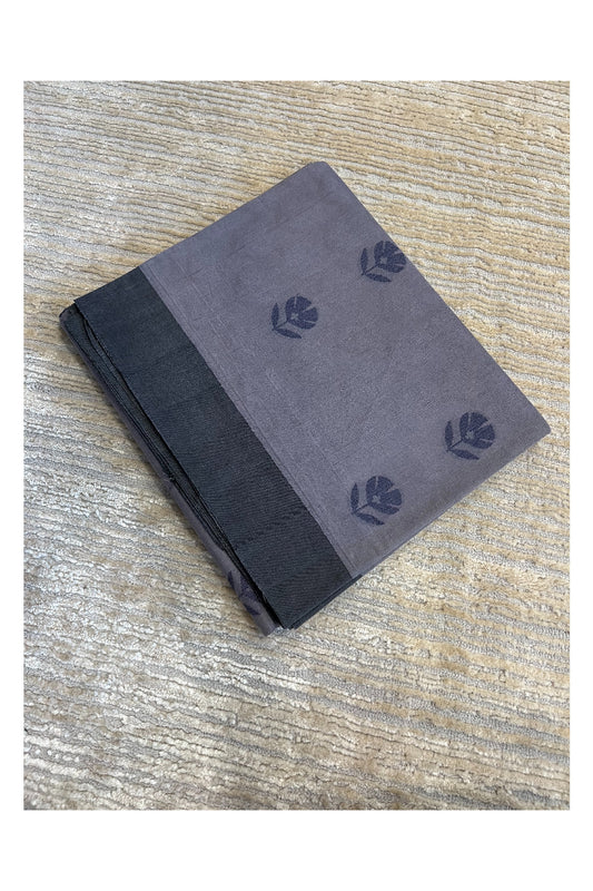 Southloom Kerala Cotton Saree with Floral Woven Works Across Body in Grey