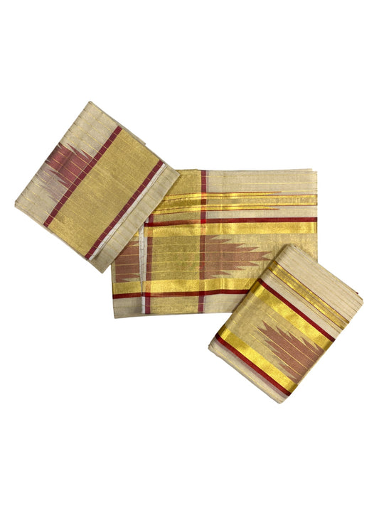 Southloom Premium Handloom Set Mundu with Kasavu and Maroon Border (2.80 Mtr)