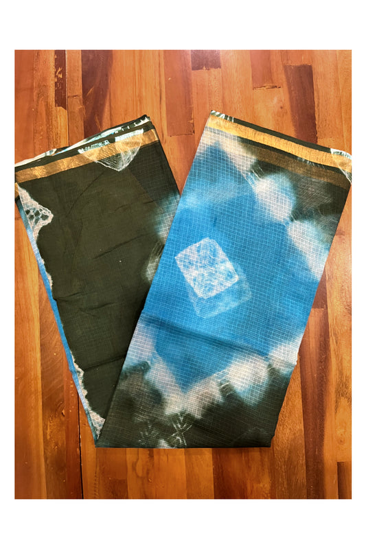 Southloom Kota Fabric Printed Blue Green Saree