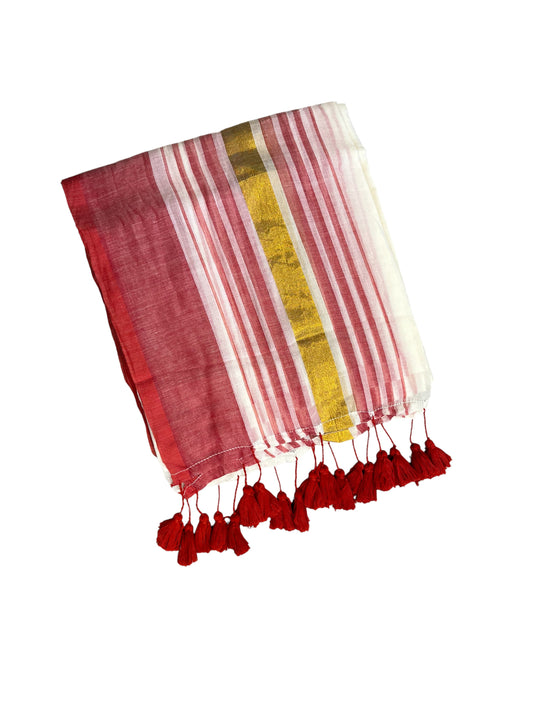 Southloom Mul Cotton 120 x 120 Soft Fabric Saree in Red Colour SL215