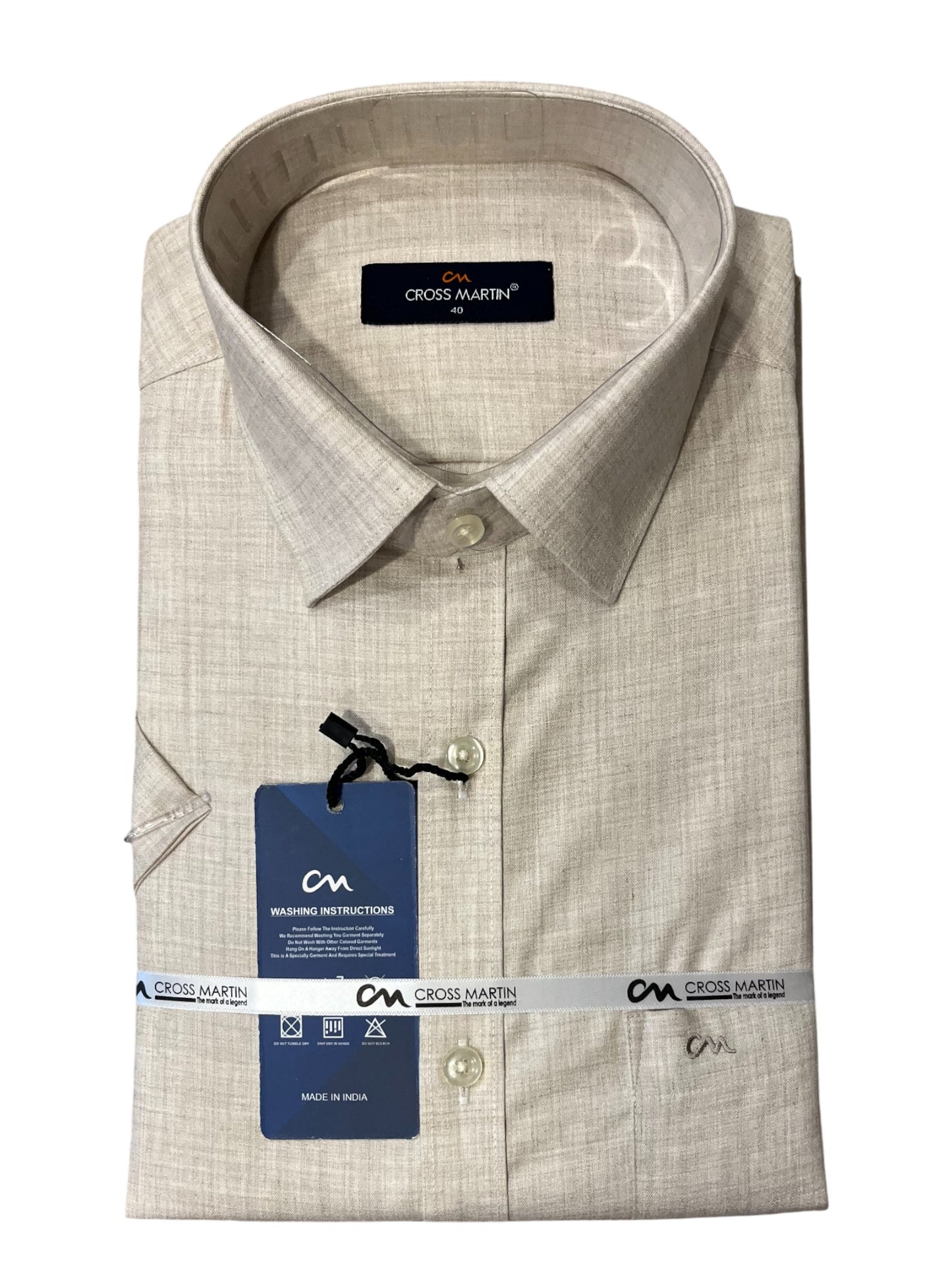 Southloom Pure Cotton Beige plain Shirt (40 HS)