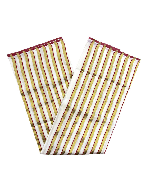 Southloom Puliyilakkara Maroon and Gold Kasavu Kerala Saree with Woven Blouse