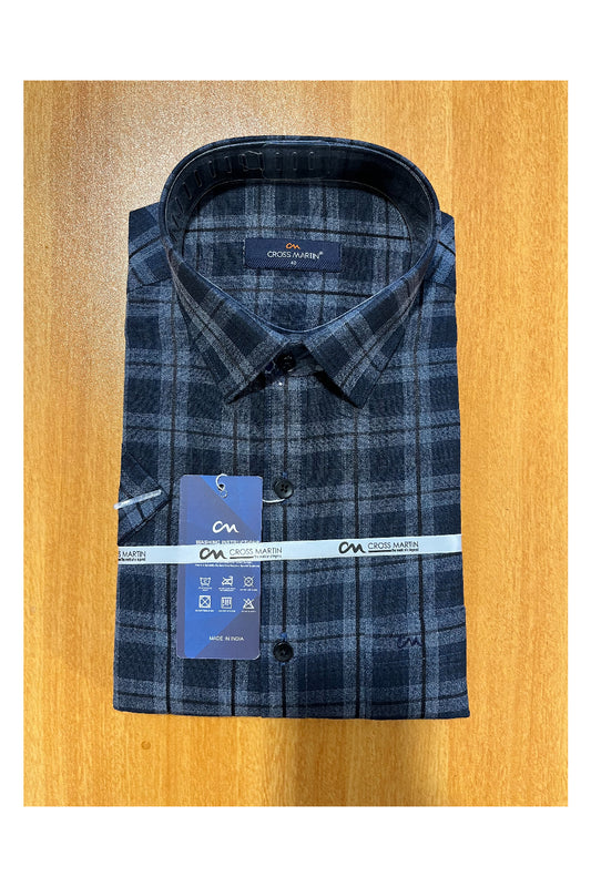 Pure Cotton Blue Check Shirt (42 HS)