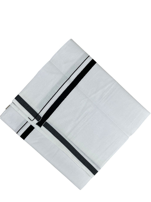 Southloom Pure White Cotton Single Mundu with Black Border (South Indian Kerala Dhoti)
