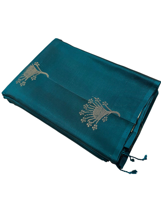 Southloom Pure Handloom Kanchipuram Silk Saree with Butta Work (Blue)
