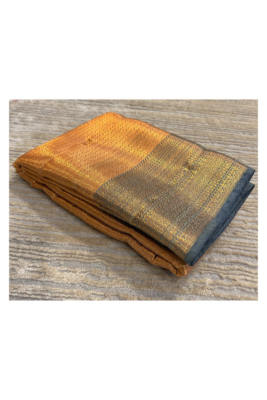 Southloom Banarasi Silk Brocade Bridal Saree WIth Woven Borders And Blouse Piece in Yellow and Green