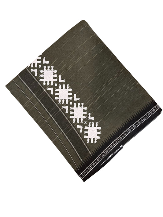 Southloom Green Printed Single Mundu / Otta Mundu / Lungi (South Indian Kerala Dhoti)