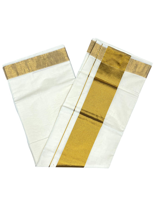 Southloom Pure Cotton Kerala Saree with 5 inch Gold Kasavu Border