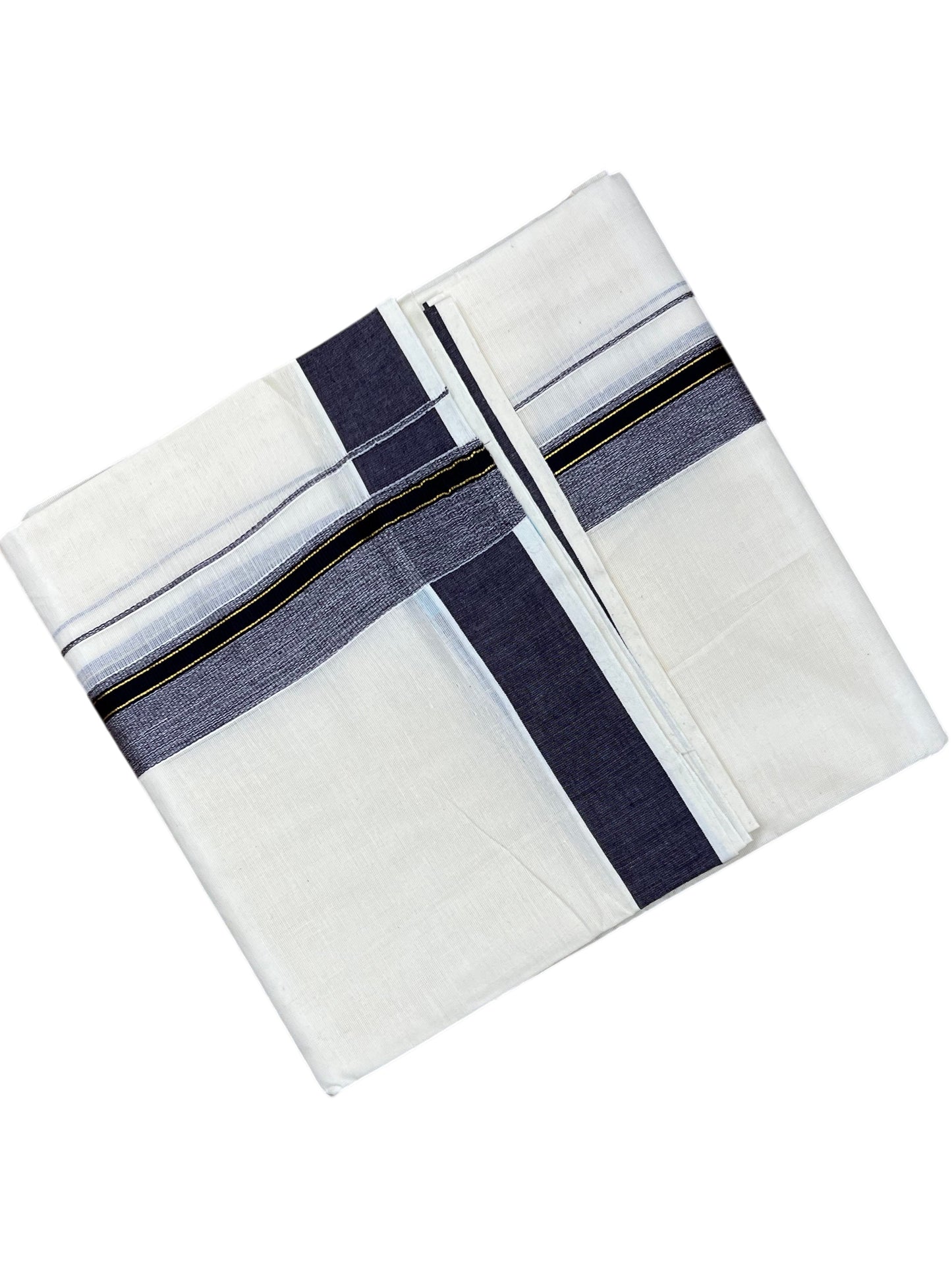 Southloom Pure Cotton Mundu with Purple Border (South Indian Kerala Dhoti)