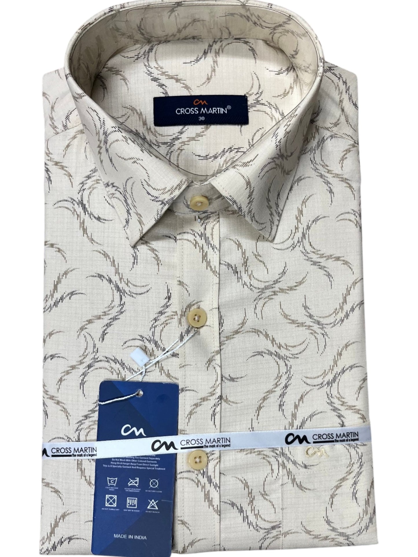 Southloom Pure Cotton Beige Printed Shirt SLSHIRT 38FS