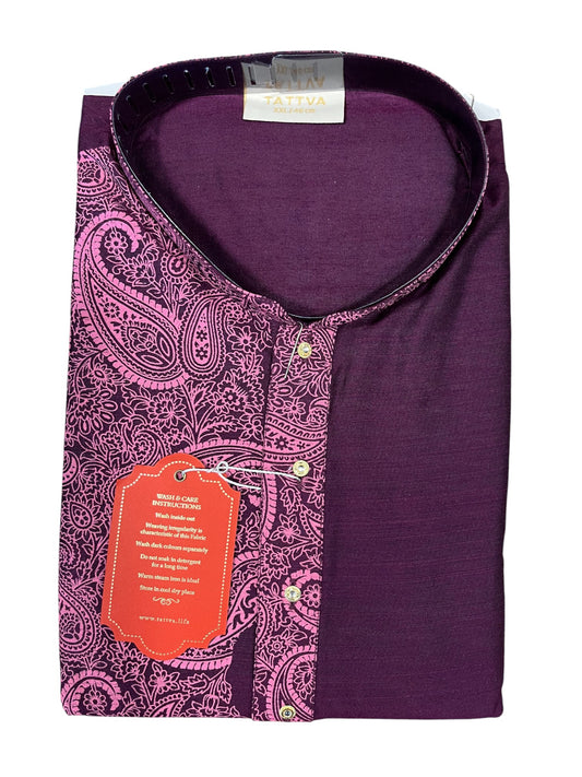 Southloom Semi Silk Short Kurta for Men in Purple Colour