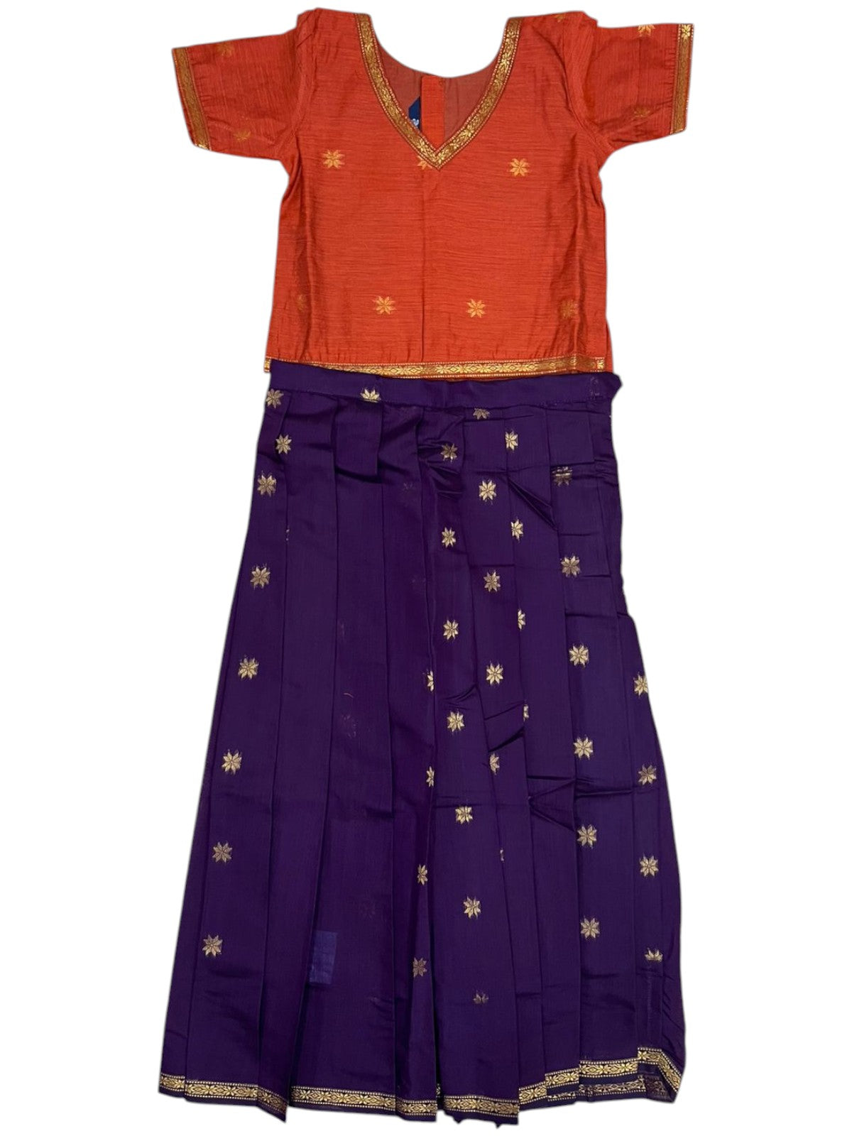 Southloom Kerala Cotton Kasavu Pavada Blouse with for Kids