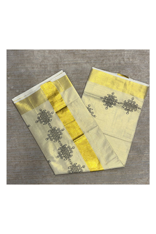Southloom Kerala Tissue Kasavu Plain Saree with Embroidery Works