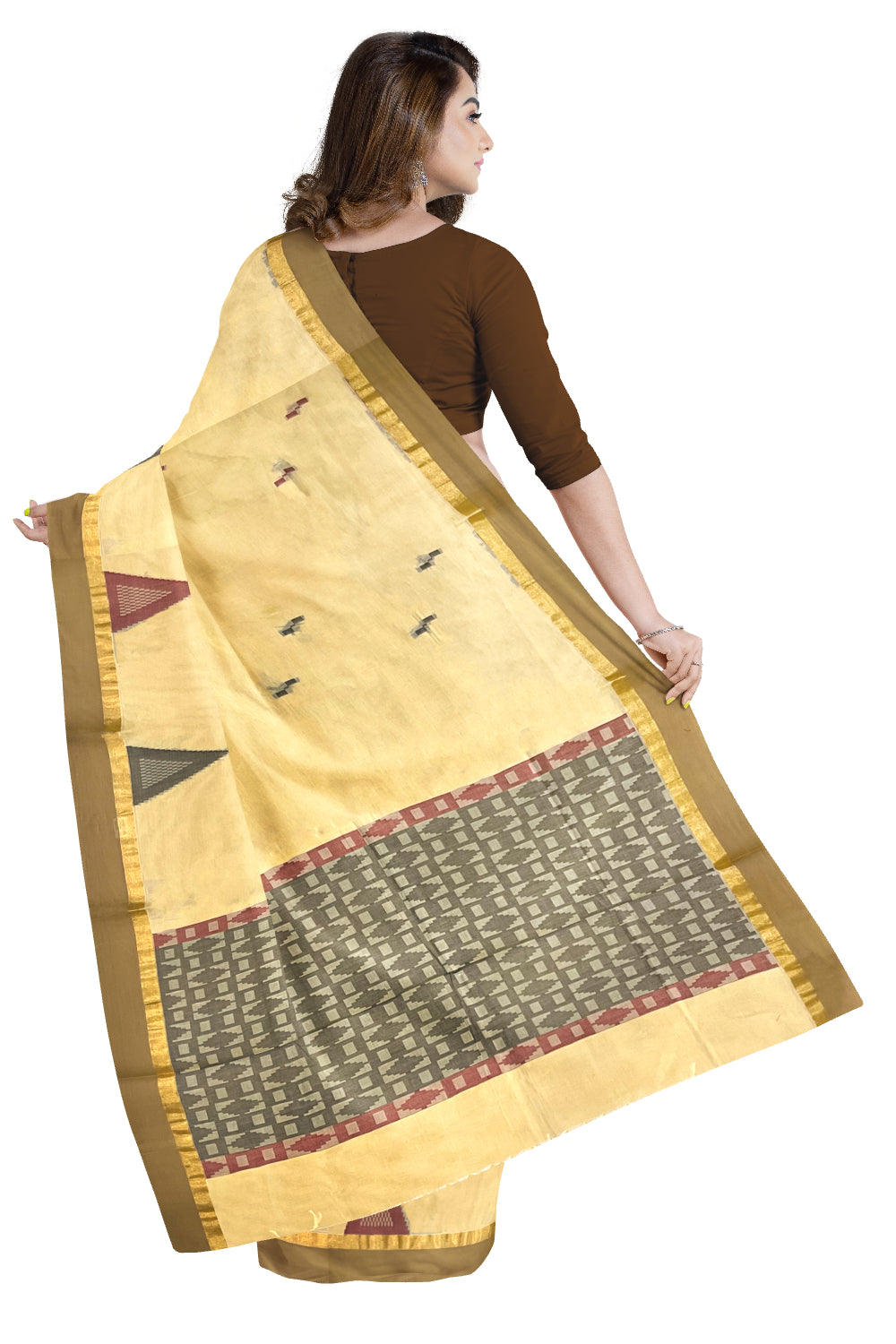 Southloom Light Brown Cotton Saree with Woven Designs