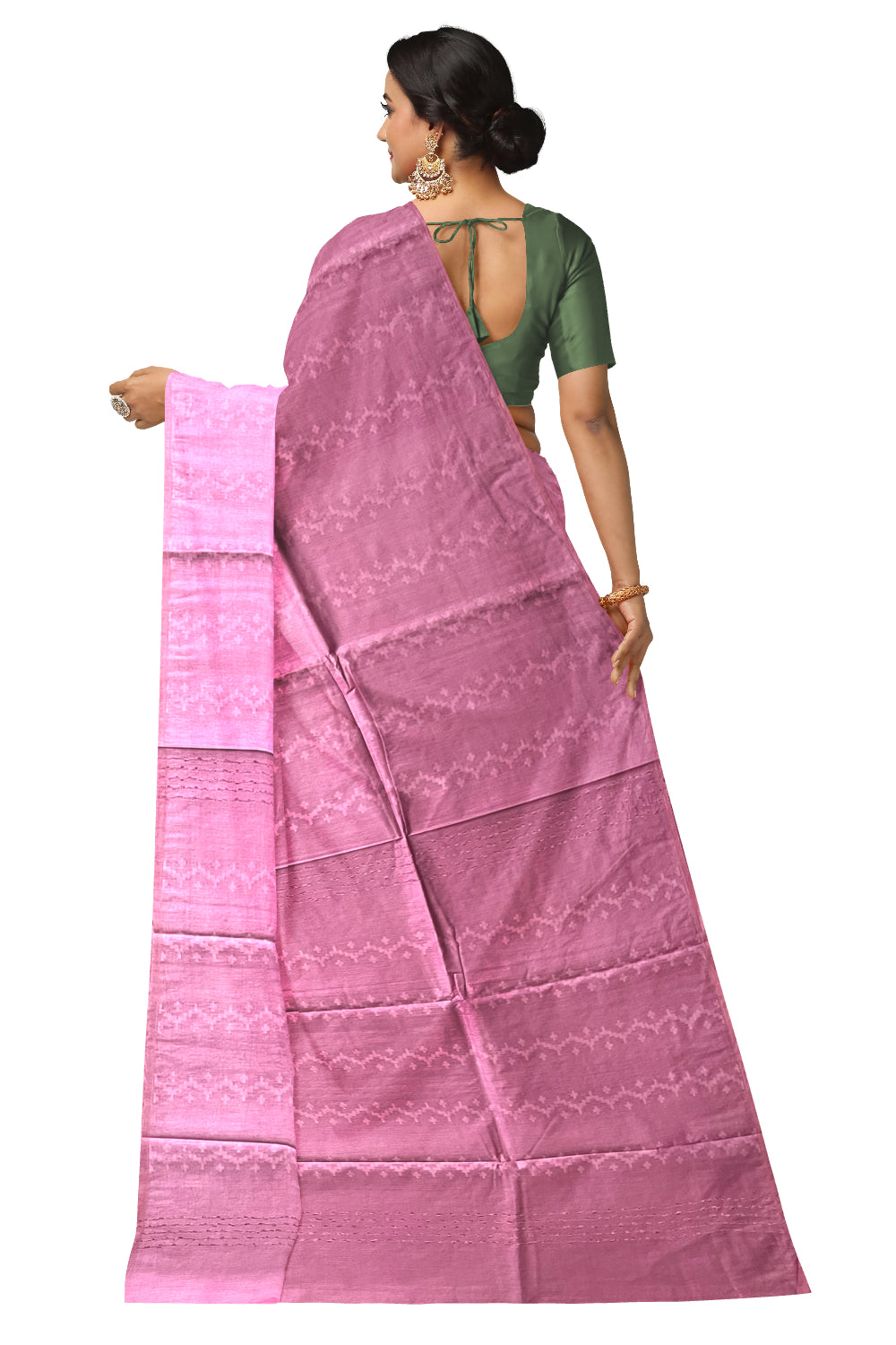 Southloom Semi Silk Pink Designer Saree