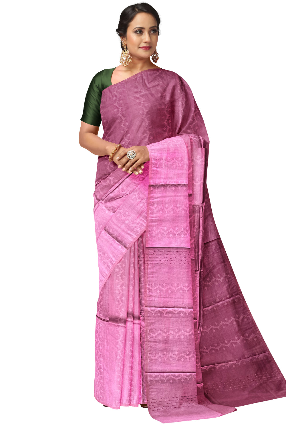 Southloom Semi Silk Pink Designer Saree