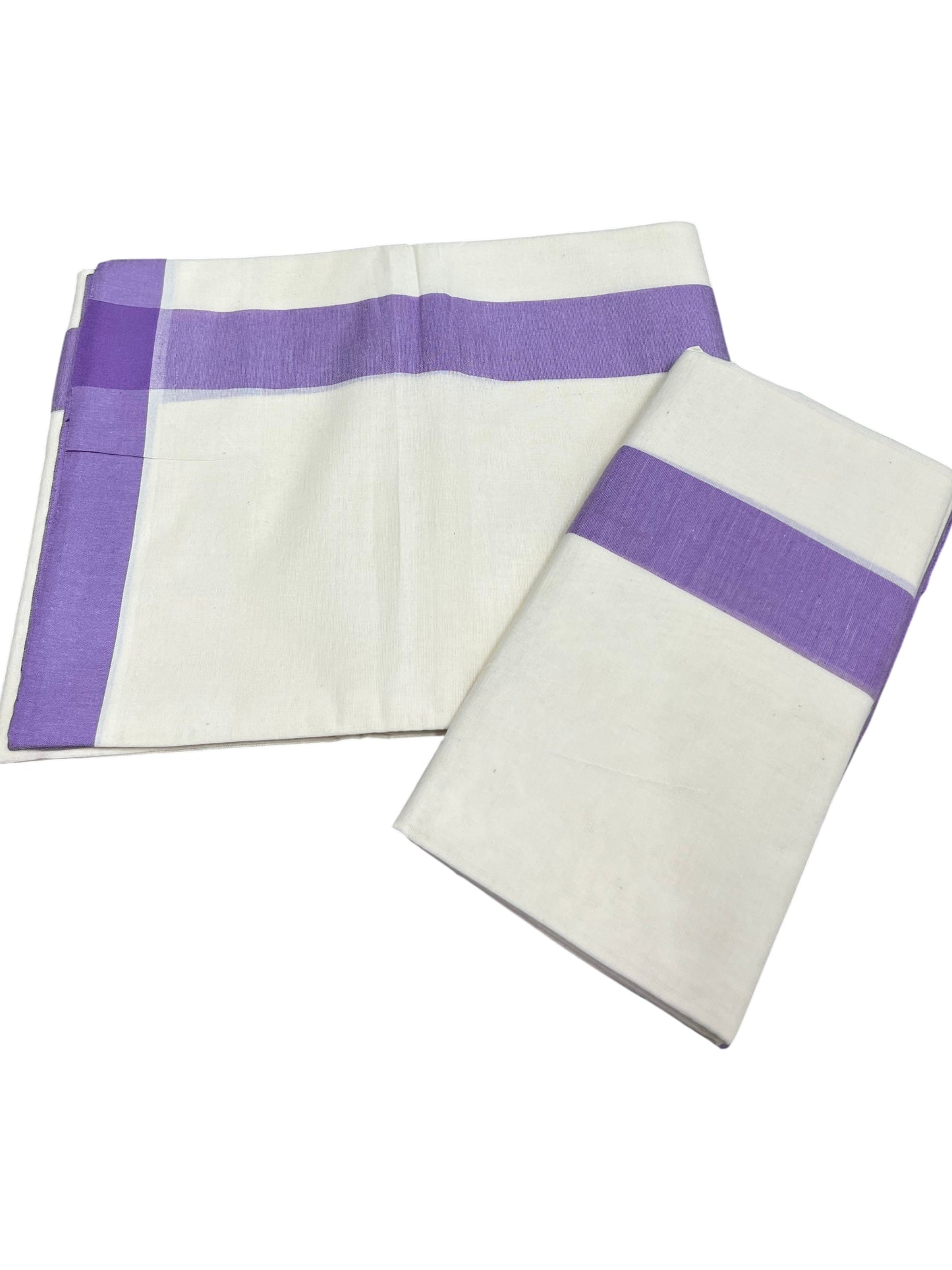 Southloom Kerala Mulloth Cotton Single Mundum Neriyathum with Lavender Border