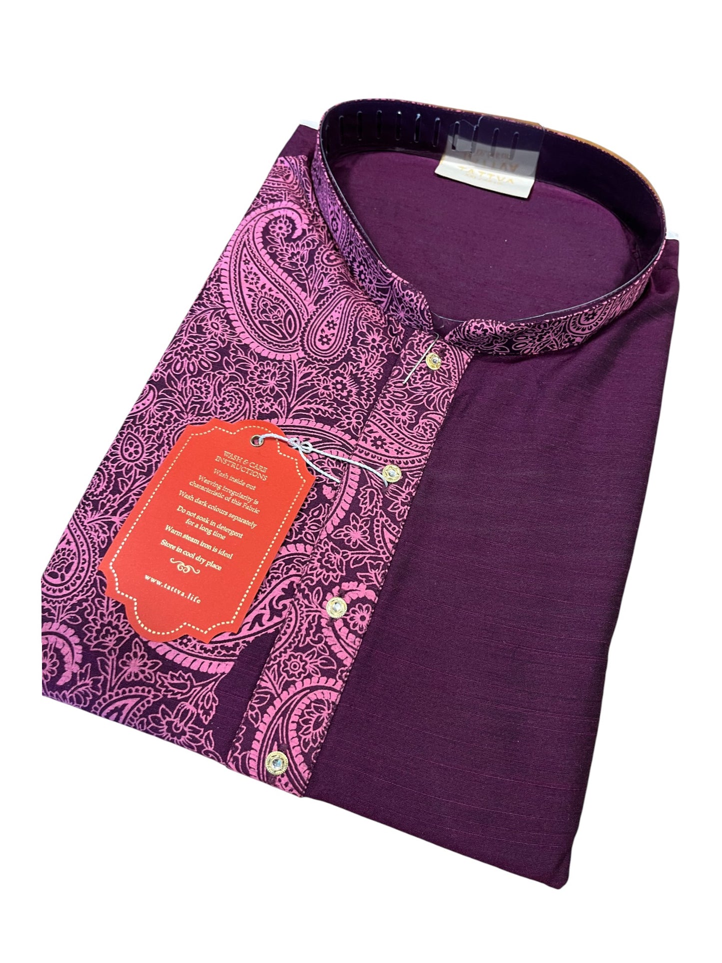 Southloom Semi Silk Short Kurta for Men in Purple Colour