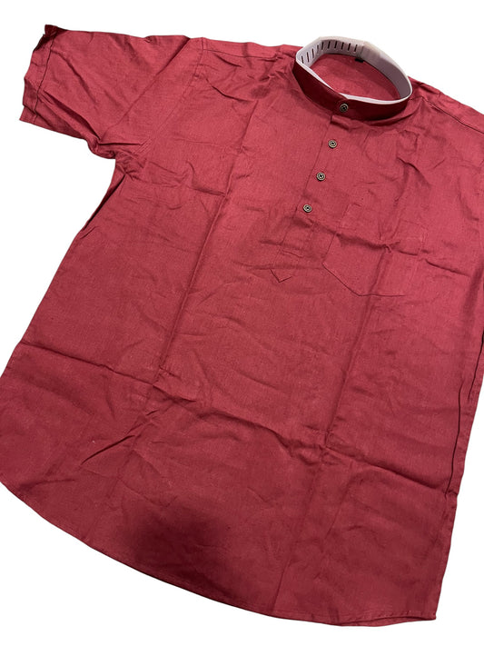 Southloom Maroon Short Cotton Kurta Shirt for Men