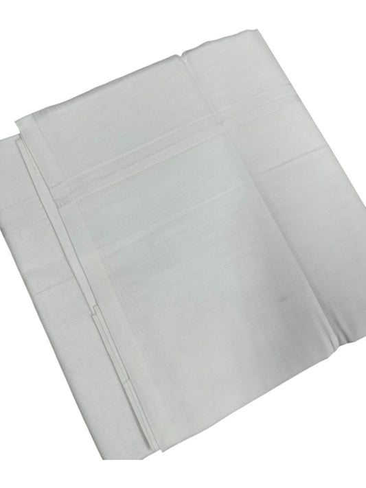 Southloom Pure White Cotton Double Mundu with White Border (South Indian Dhoti)