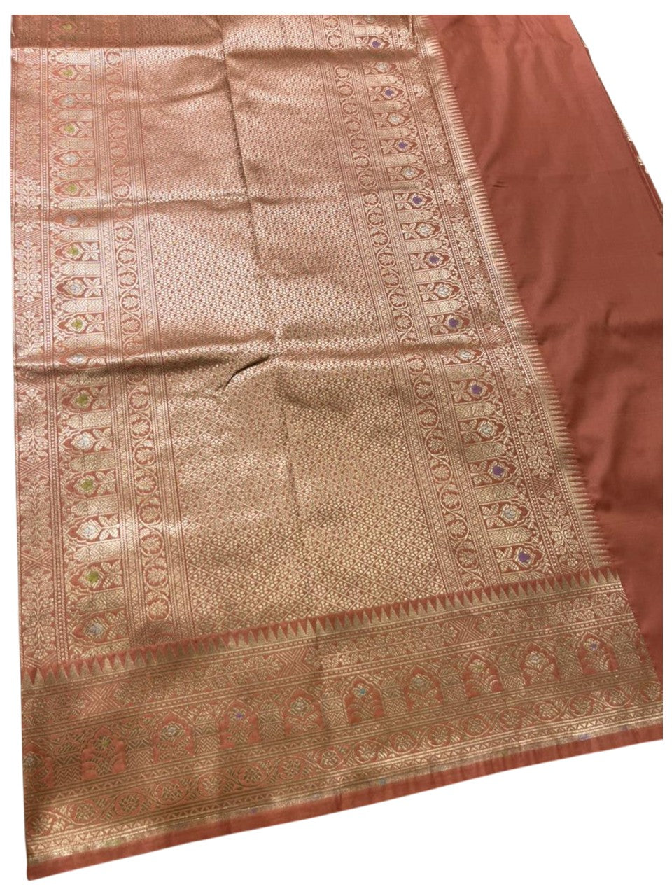 Southloom Pure Banarasi Silk Saree with Woven Work on Body and Borders (Peach)