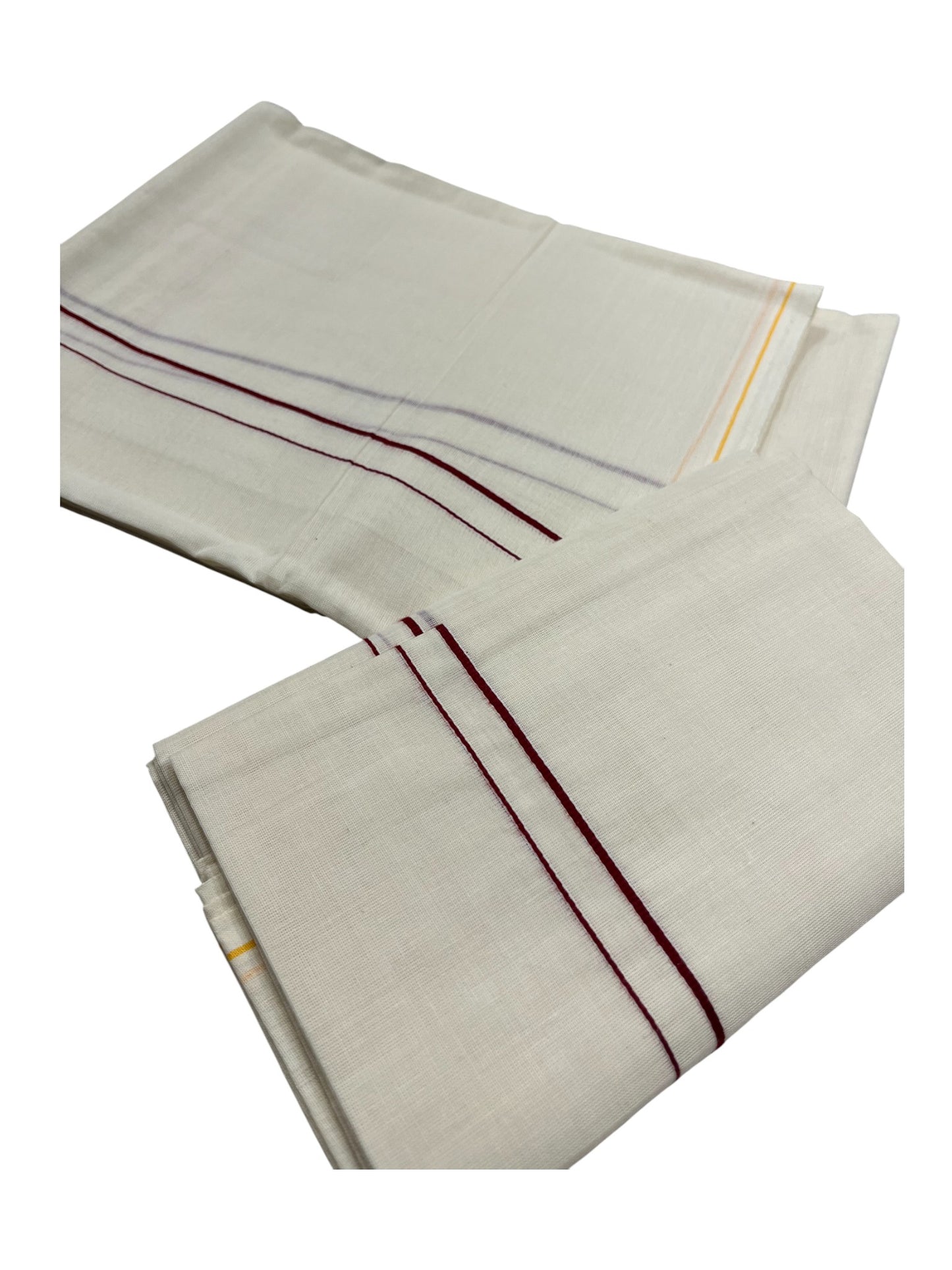 Kerala Cotton Mundum Neriyathum Single (Set Mundu) with Meroon Eerkkil Kara