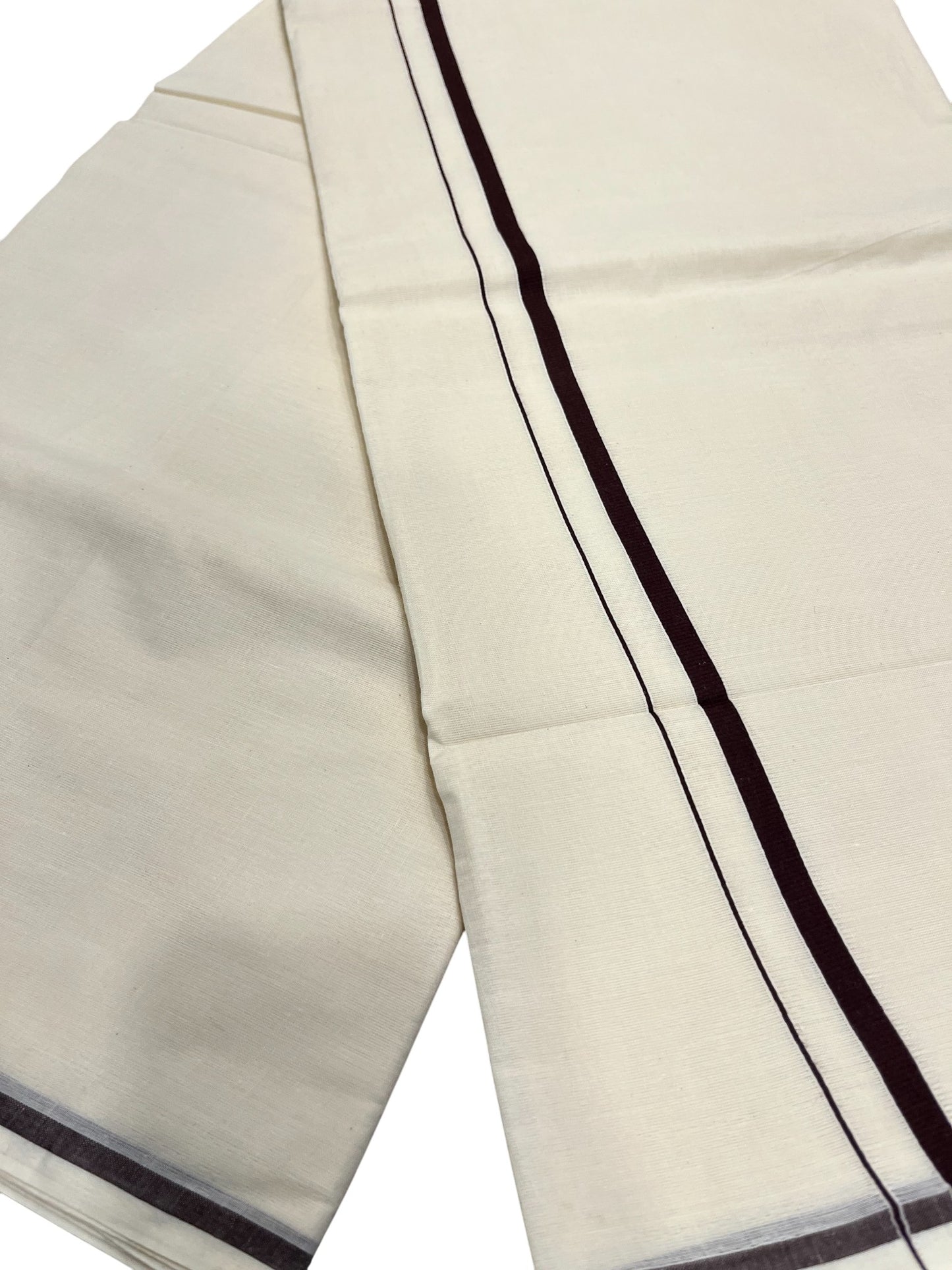 Southloom Kerala Cotton Plain Saree with Black Puliyilakkara Border