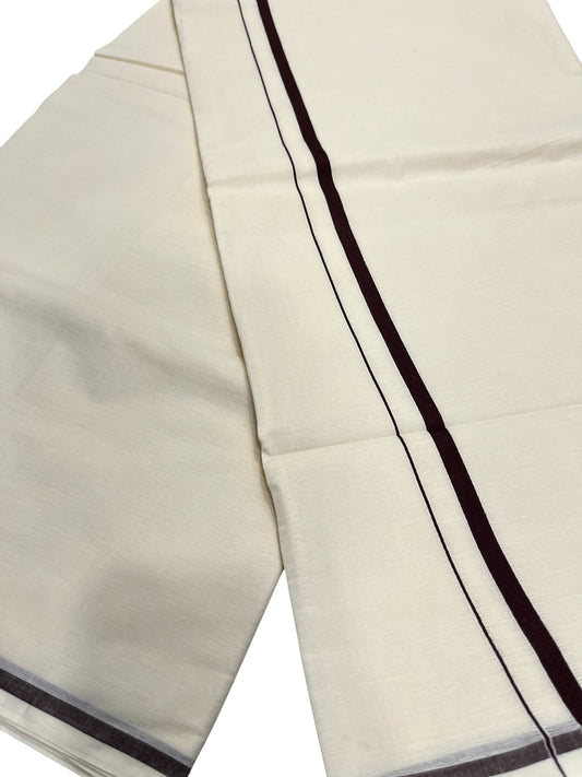 Southloom Kerala Cotton Plain Saree with Black Puliyilakkara Border