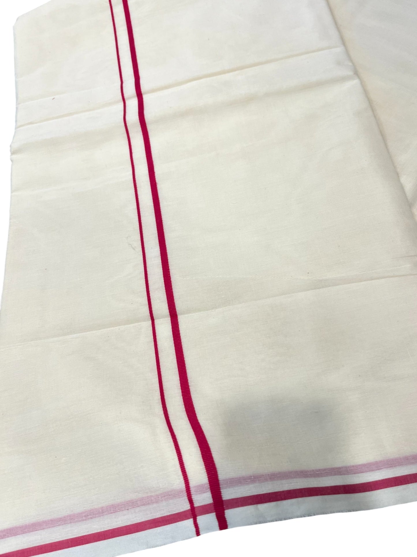 Southloom Kerala Cotton Plain Saree with Pink Puliyilakkara Border