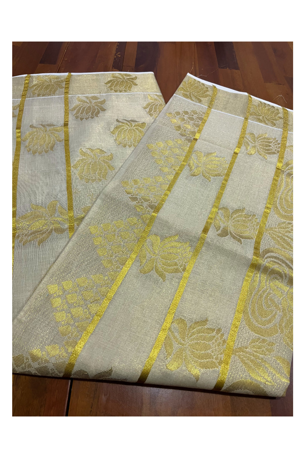 Kerala Tissue Heavy Woven Work Kasavu Saree – Southloom.com