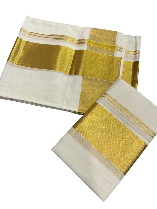 Southloom Premium Handloom Plain Set Mundu (Mundum Neriyathum) 3 Inch Border