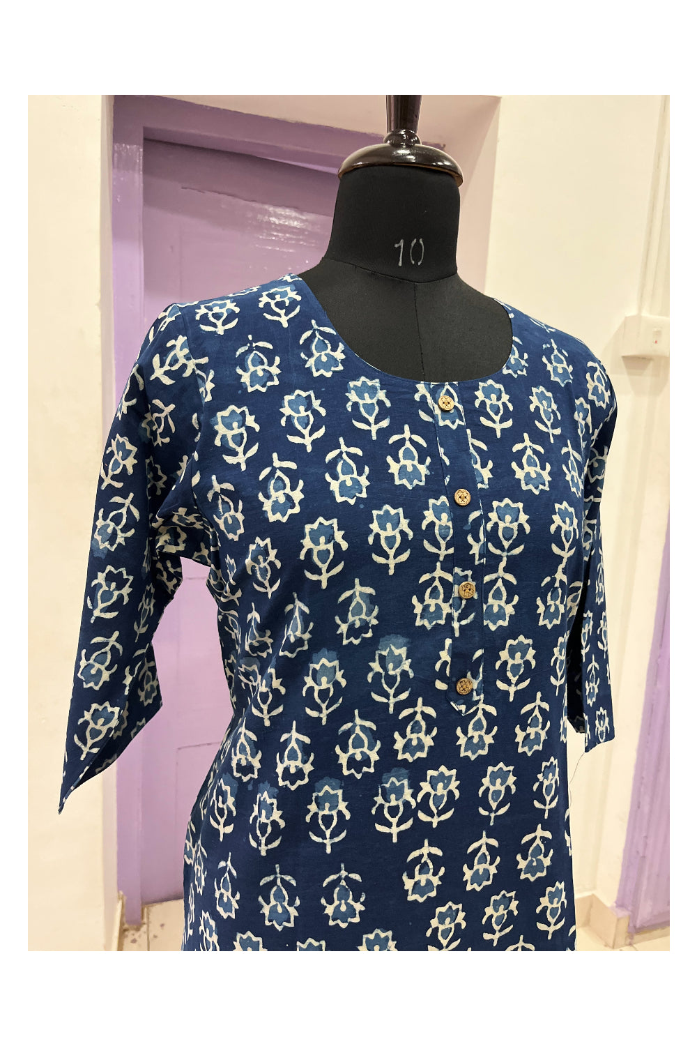 Southloom Jaipur Cotton Indigo Blue Printed Kurti