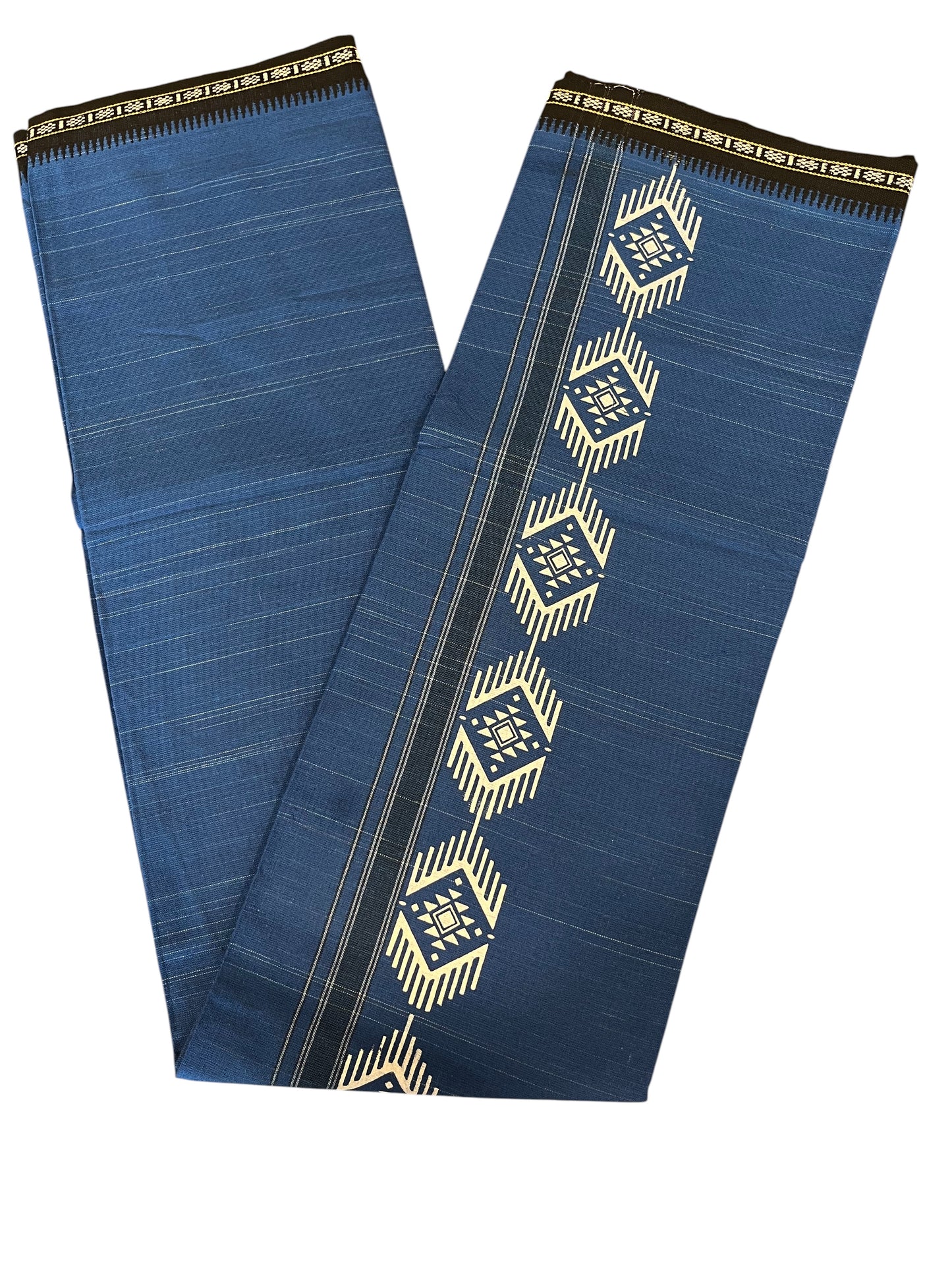 Southloom Blue Printed Single Mundu / Otta Mundu / Lungi (South Indian Kerala Dhoti)