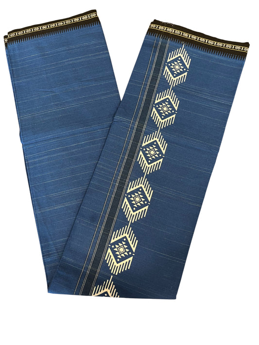 Southloom Blue Printed Single Mundu / Otta Mundu / Lungi (South Indian Kerala Dhoti)
