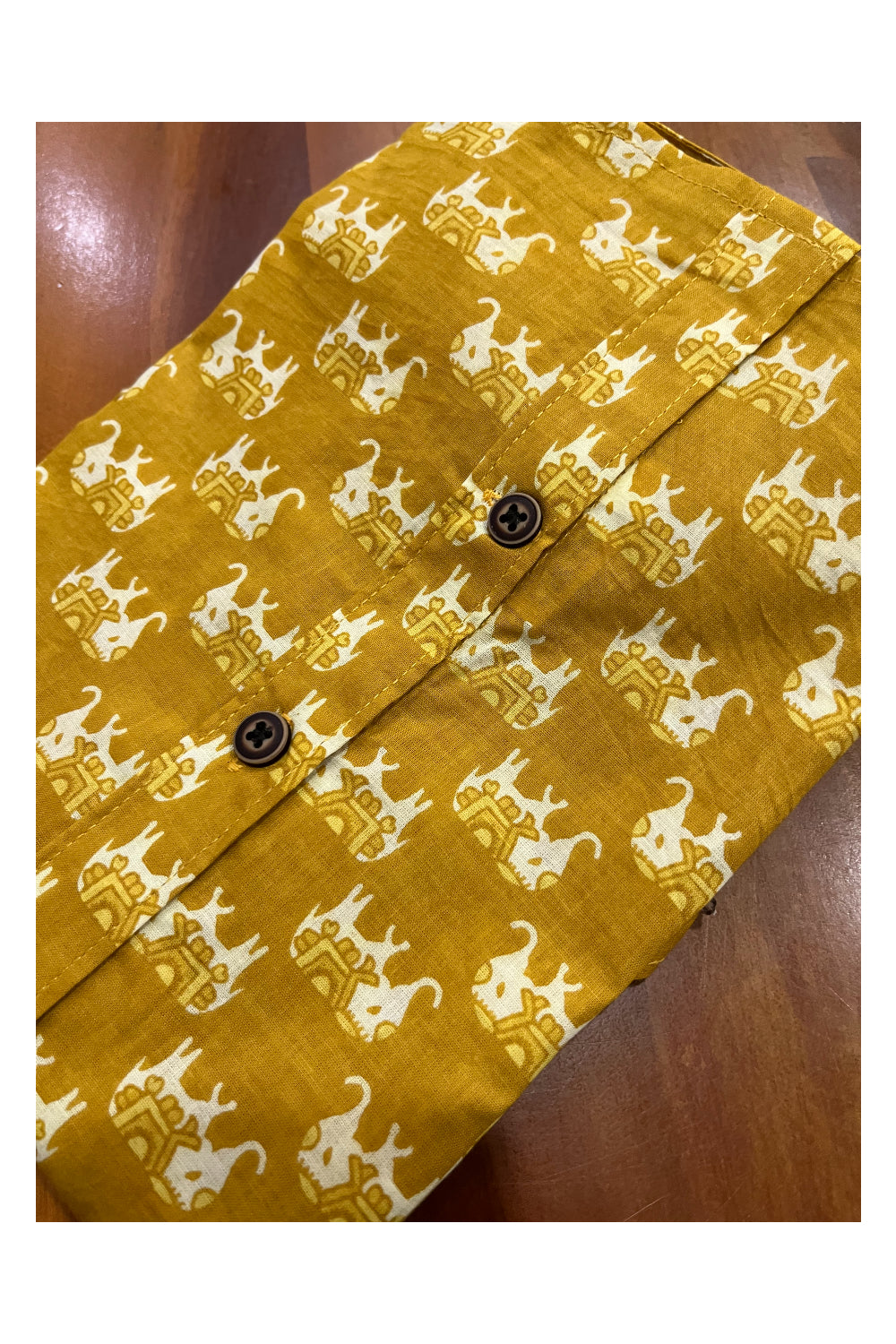 Southloom Jaipur Cotton Yellow Elephant Hand Block Printed Shirt For Kids (Half Sleeves)
